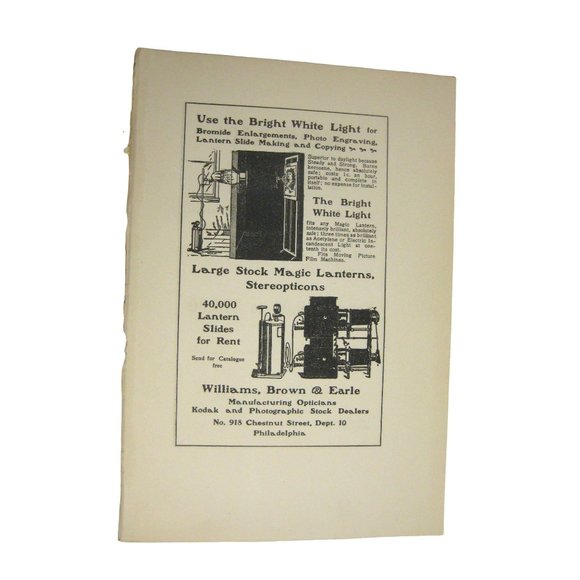 Magic Lantern Stereopticons Print Ad Vintage Philadelphia Kodak William USA - Picture 1 of 2